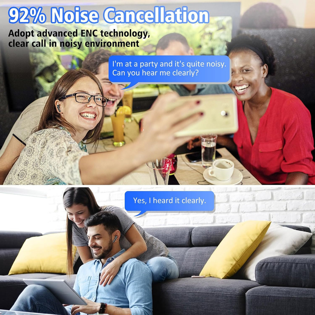 Wireless Earbuds Bluetooth 5.3 Hybrid Active Noise Cancelling