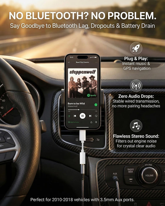 Aux Cord 4ft - Premium 3.5mm to 3.5mm Audio Cable for Car Stereo