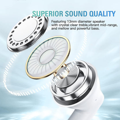True Wireless Earbuds White Bluetooth 5.3