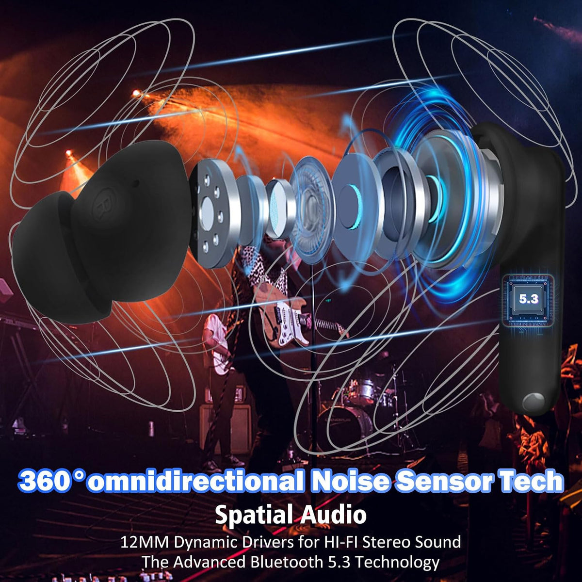 Wireless Earbuds Bluetooth 5.3 Hybrid Active Noise Cancelling