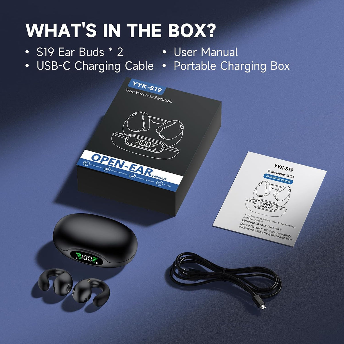 Open Ear Earbuds Wireless Bluetooth 5.3 Earphones