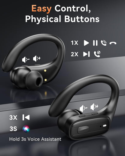 Wireless Earbuds with Ear Hooks, Running Headphones